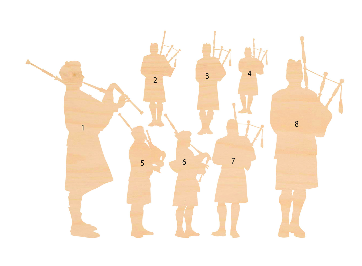 Unfinished Wooden Bagpiper Shape | Craft Supply **Bulk Pricing Available** SHIPS FAST*thicknesses are NOMINAL*