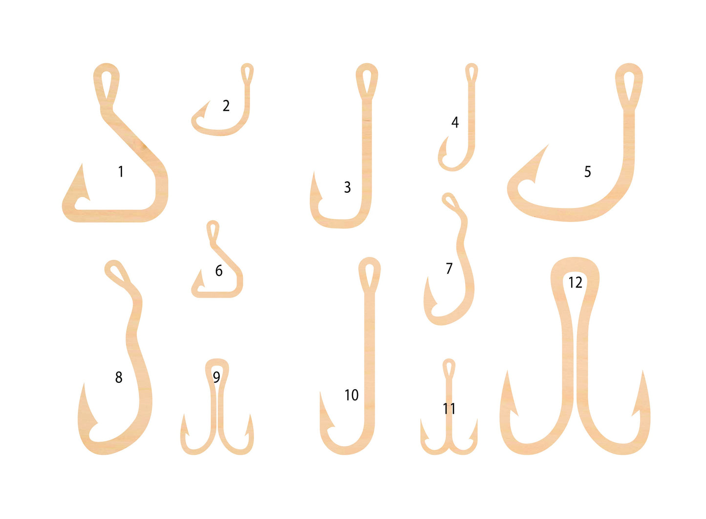 Unfinished Wooden Fishing Hook Shape | Craft Supply **Bulk Pricing Available** SHIPS FAST*thicknesses are NOMINAL*