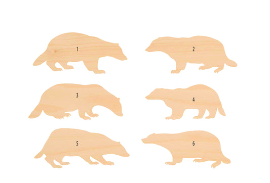Unfinished Wooden Honey Badger Cut Wood Shape Craft Supply **Bulk Pricing Available**  SHIPS FAST*thicknesses are NOMINAL*