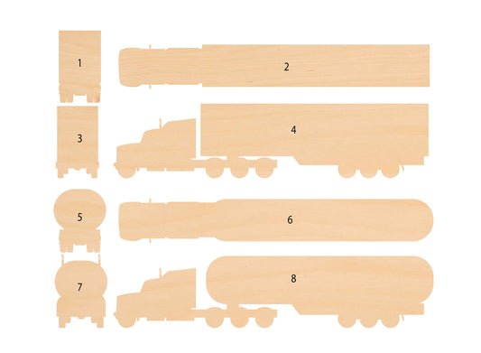 Unfinished Wooden Semi Truck Shape | Craft Supply **Bulk Pricing Available**  SHIPS FAST*thicknesses are NOMINAL*