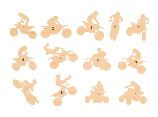 Unfinished Wooden Dirt Bike Shape | Craft Supply **Bulk Pricing Available**  SHIPS FAST*thicknesses are NOMINAL*