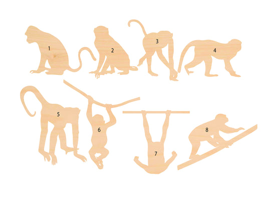 Unfinished Wooden Monkey 2 Shape | Craft Supply **Bulk Pricing Available**  SHIPS FAST*thicknesses are NOMINAL*