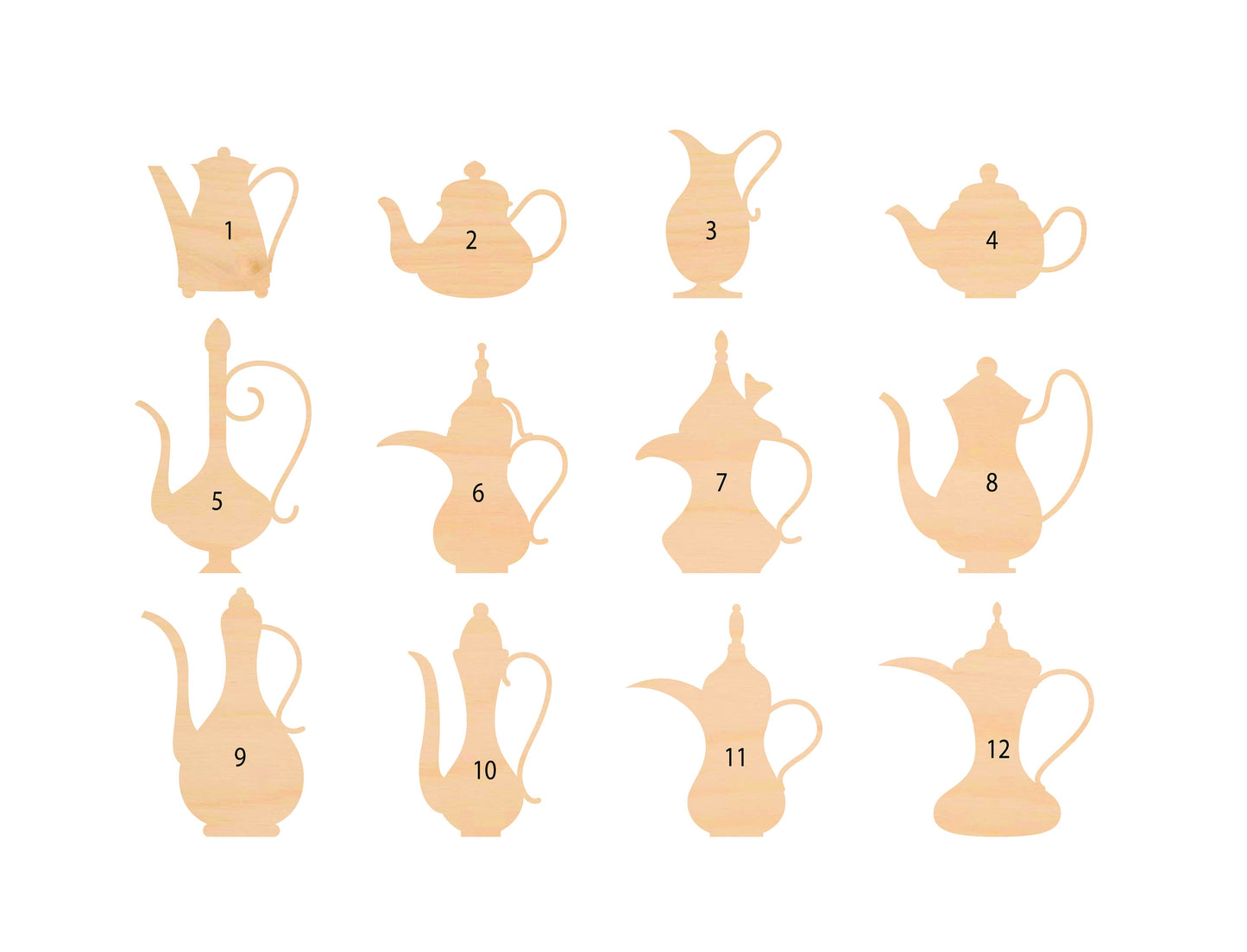 Unfinished Wooden Coffee & Teapots Shape | Craft Supply **Bulk Pricing Available**  SHIPS FAST*thicknesses are NOMINAL*