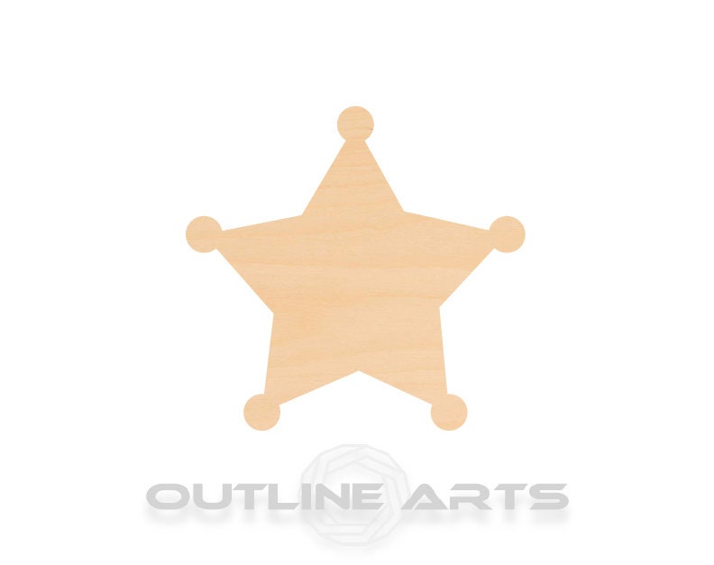 Unfinished Wooden Sheriff Star Shape | Craft Supply **Bulk Pricing Available**  SHIPS FAST*thicknesses are NOMINAL*