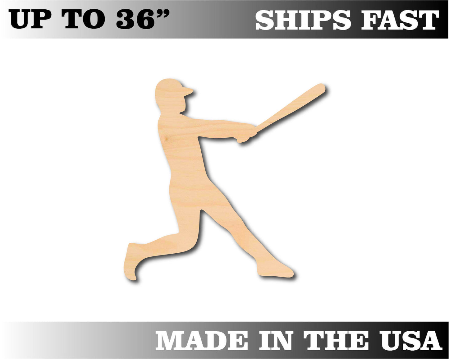 Unfinished Wooden Baseball Player Shape | Craft Supply **Bulk Pricing Available**  SHIPS FAST*thicknesses are NOMINAL*