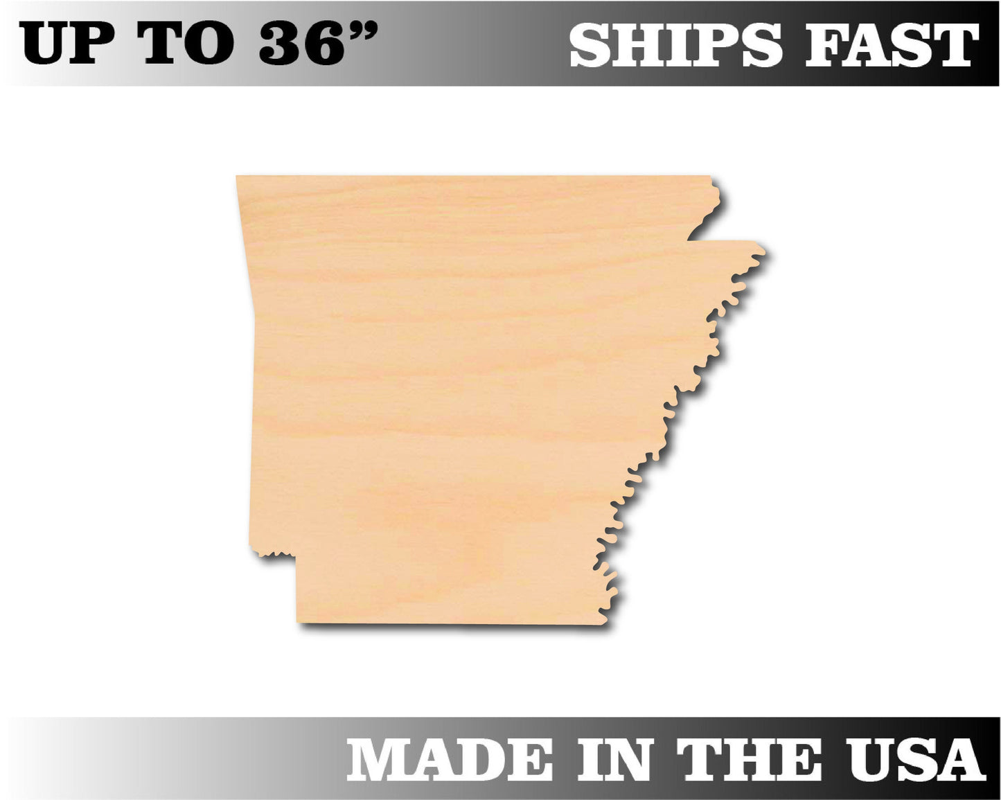 Unfinished Wooden Arkansas Shape | Craft Supply **Bulk Pricing Available**  SHIPS FAST*thicknesses are NOMINAL*