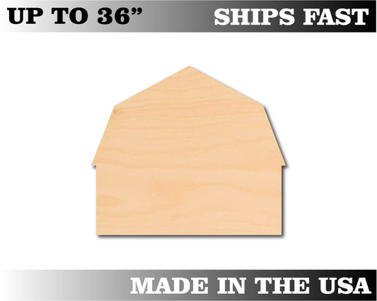Unfinished Wooden Barn 2 Shape | Craft Supply **Bulk Pricing Available**  SHIPS FAST*thicknesses are NOMINAL*