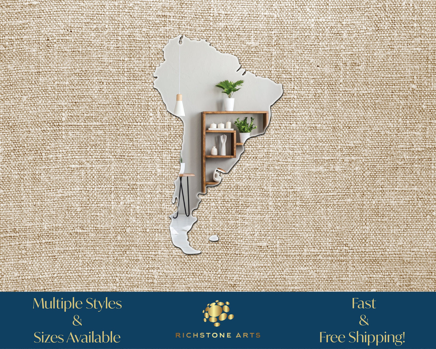 Decorative South America Shaped Acrylic Mirror | Many Continent Shapes Available