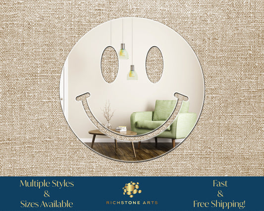 Decorative Smiley Face V1 Shaped Acrylic Mirror | Many Smiley Shapes Available