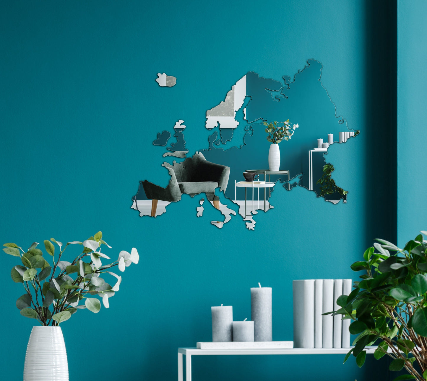 Decorative Europe Shaped Acrylic Mirror | Many Continent Shapes Available