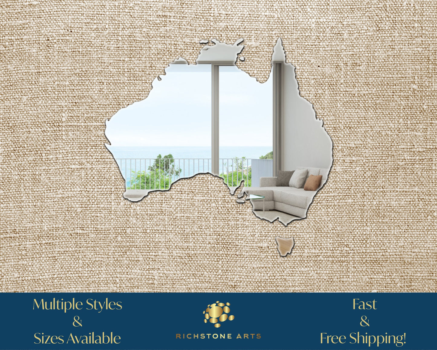 Decorative Australia Shaped Acrylic Mirror | Many Continent Shapes Available