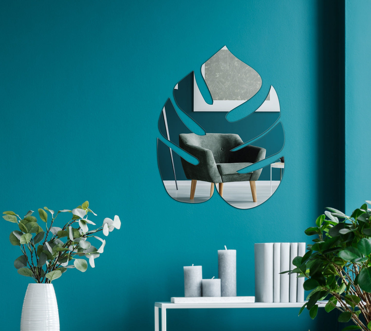 Decorative Monstera Shaped Acrylic Mirror