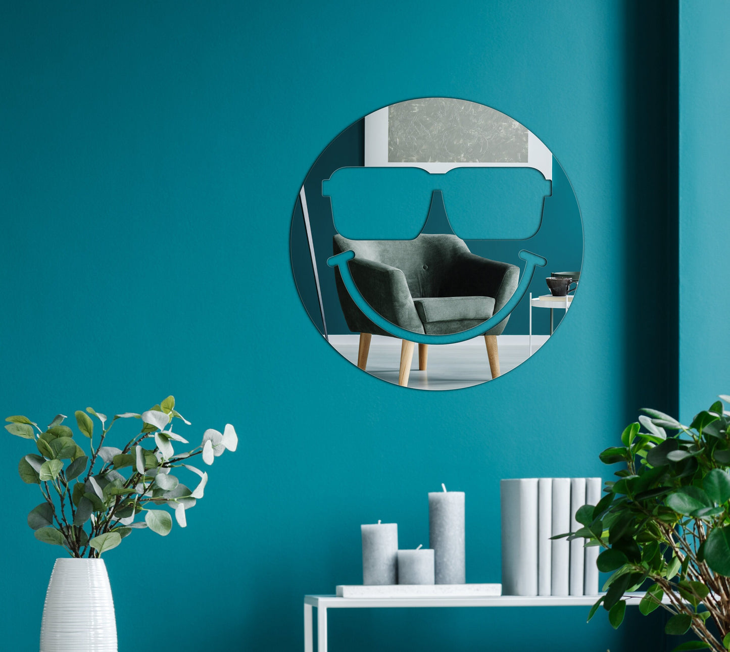 Decorative Smiley Face V13 Shaped Acrylic Mirror | Sunglasses | Many Smiley Shapes Available