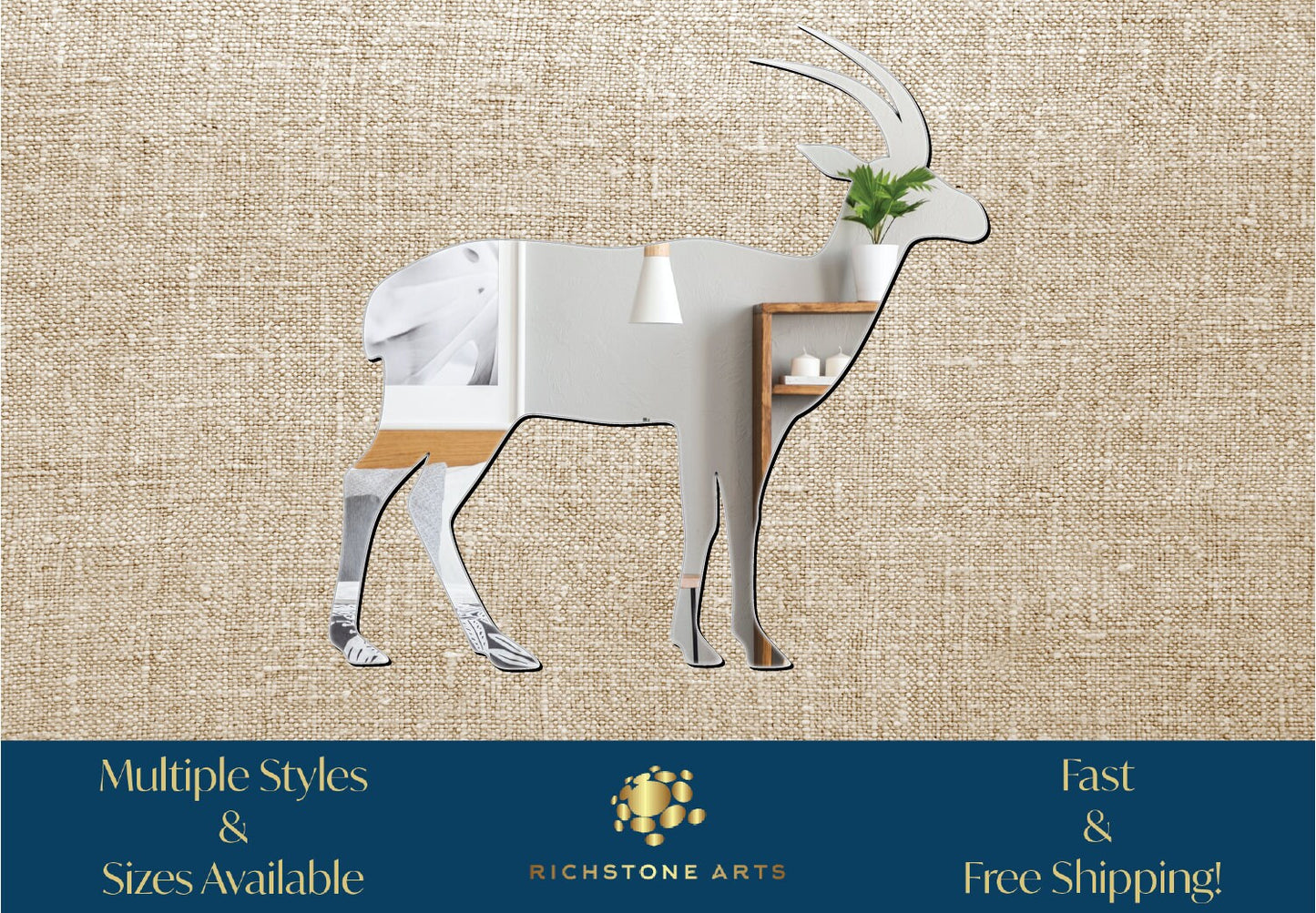 Decorative Antelope Shaped Acrylic Mirror | Many Shapes Available