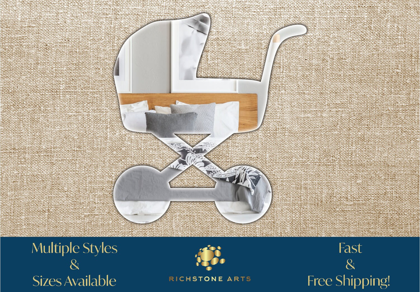 Decorative Baby Stroller Shaped Acrylic Mirror | Many Shapes Available