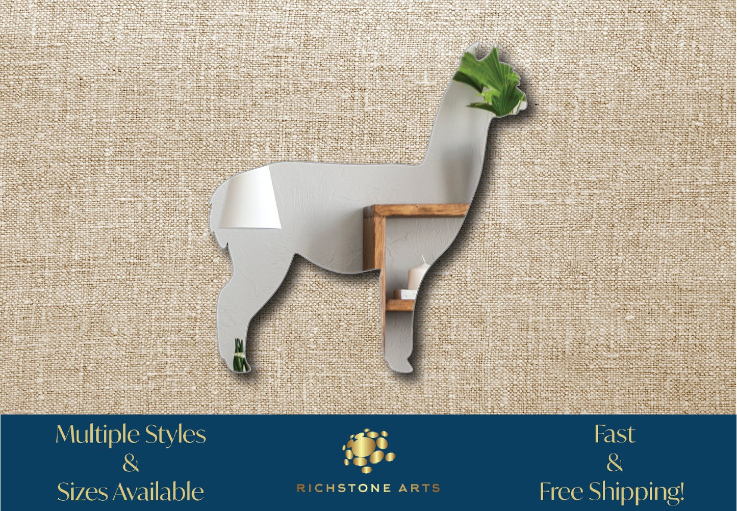 Decorative Alpaca Shaped Acrylic Mirror | Many Shapes Available