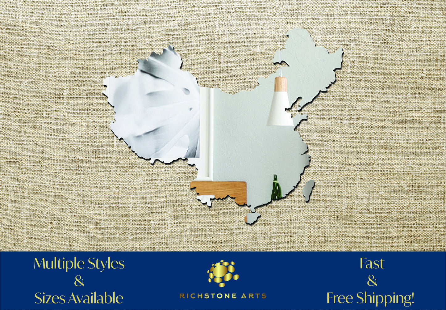 Decorative China Shaped Acrylic Mirror | Many Shapes Available