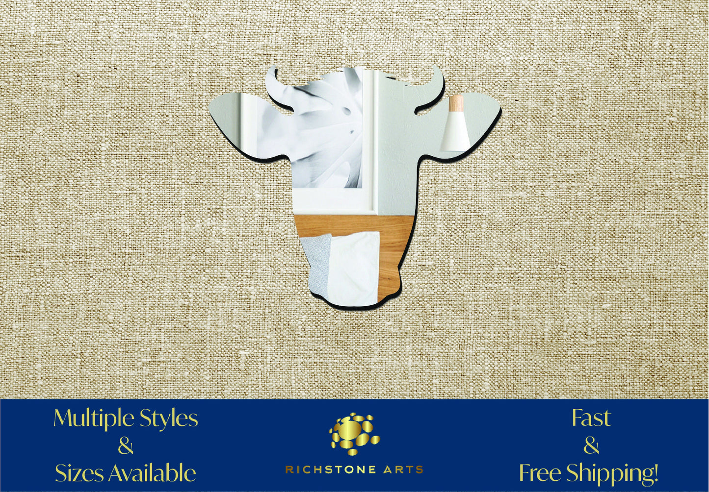 Decorative Cow Head Shaped Acrylic Mirror | Many Shapes Available