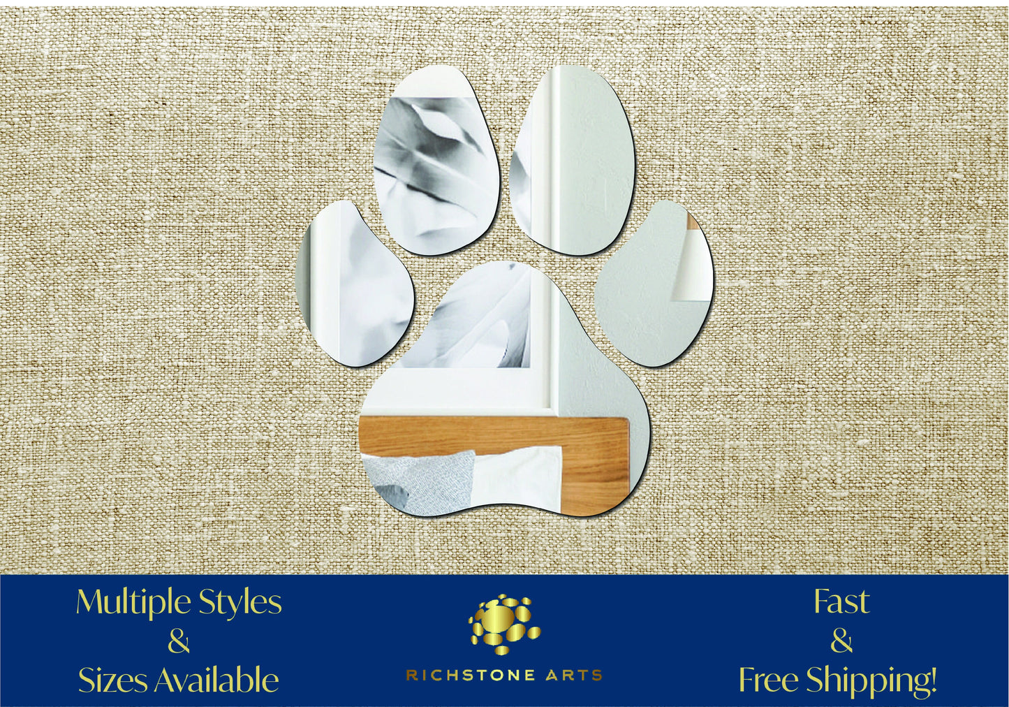 Decorative Dog Paw Shaped Acrylic Mirror | Many Shapes Available