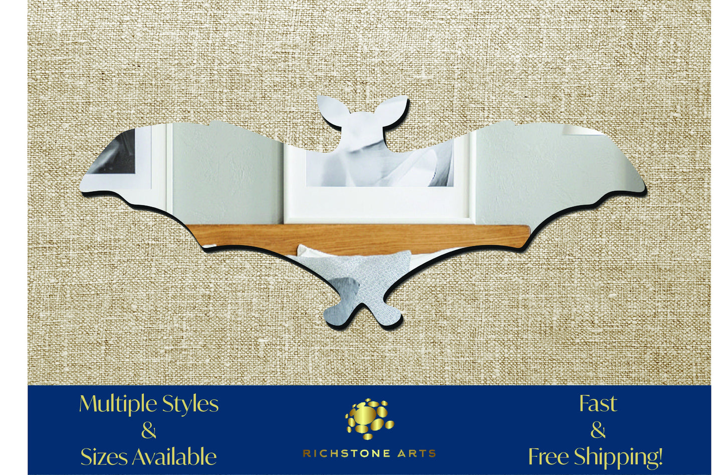 Decorative Flying Bat Shaped Acrylic Mirror | Many Shapes Available