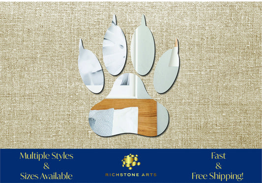 Decorative Lion Paw Print Shaped Acrylic Mirror | Many Shapes Available