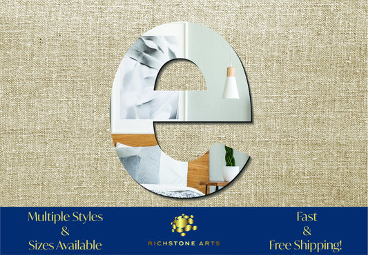 Decorative Lowercase e Shaped Acrylic Mirror | Many Shapes Available