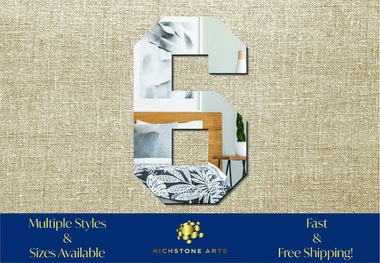 Decorative Number 6 Shaped Acrylic Mirror | Many Shapes Available