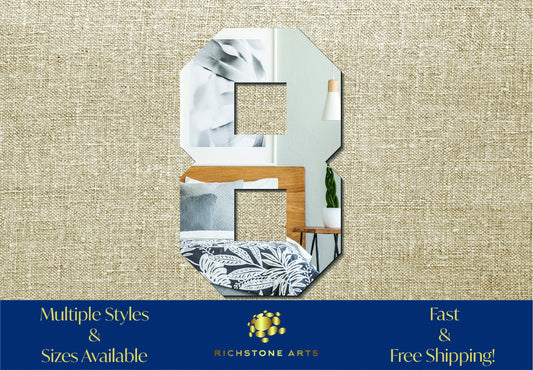 Decorative Number 8 Shaped Acrylic Mirror | Many Shapes Available