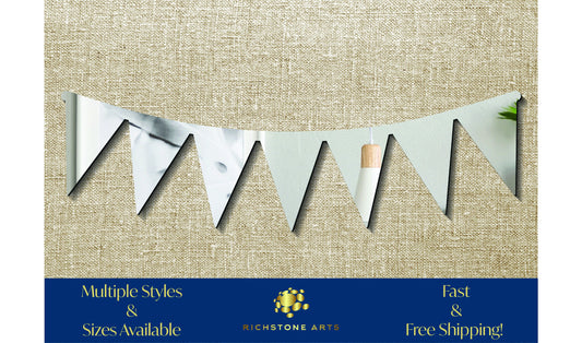 Decorative Pennant Banner Shaped Acrylic Mirror | Many Shapes Available