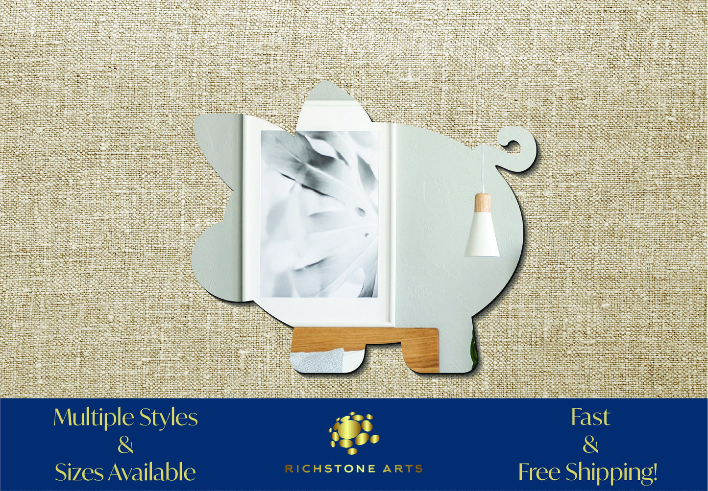 Decorative Piggy Bank Shaped Acrylic Mirror | Many Shapes Available