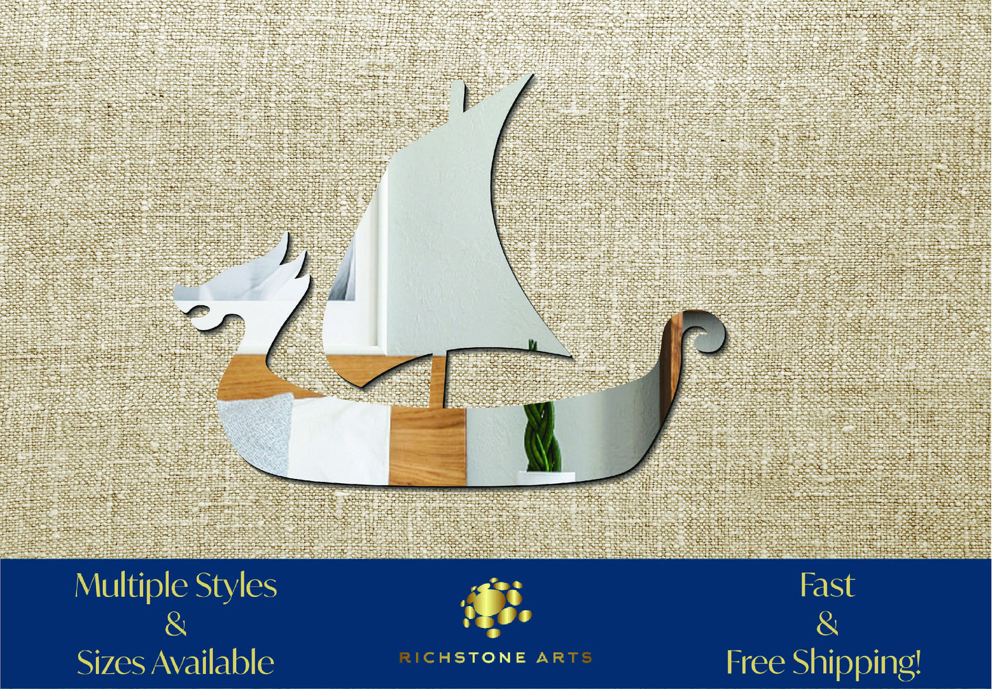 Decorative Viking Ship Shaped Acrylic Mirror | Many Shapes Available