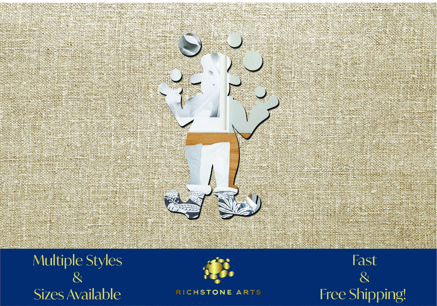 Decorative Clown Shaped Acrylic Mirror | Many Shapes Available