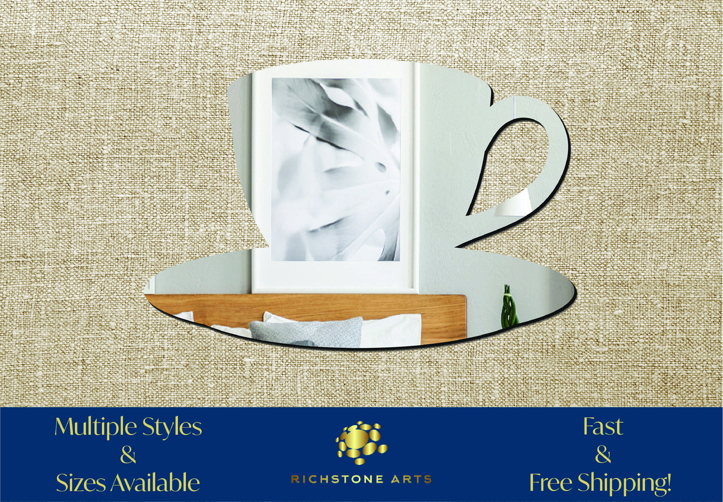 Decorative Coffee Cup Shaped Acrylic Mirror | Many Shapes Available