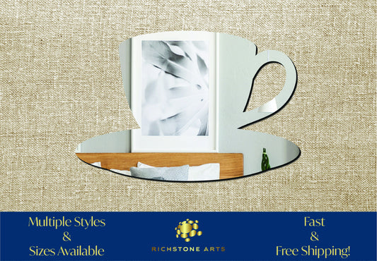 Decorative Coffee Cup Shaped Acrylic Mirror | Many Shapes Available