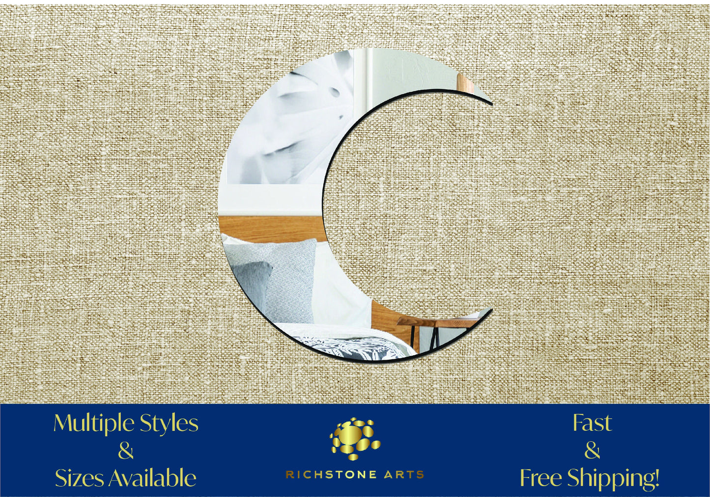 Decorative Crescent Moon Shaped Acrylic Mirror | Many Shapes Available