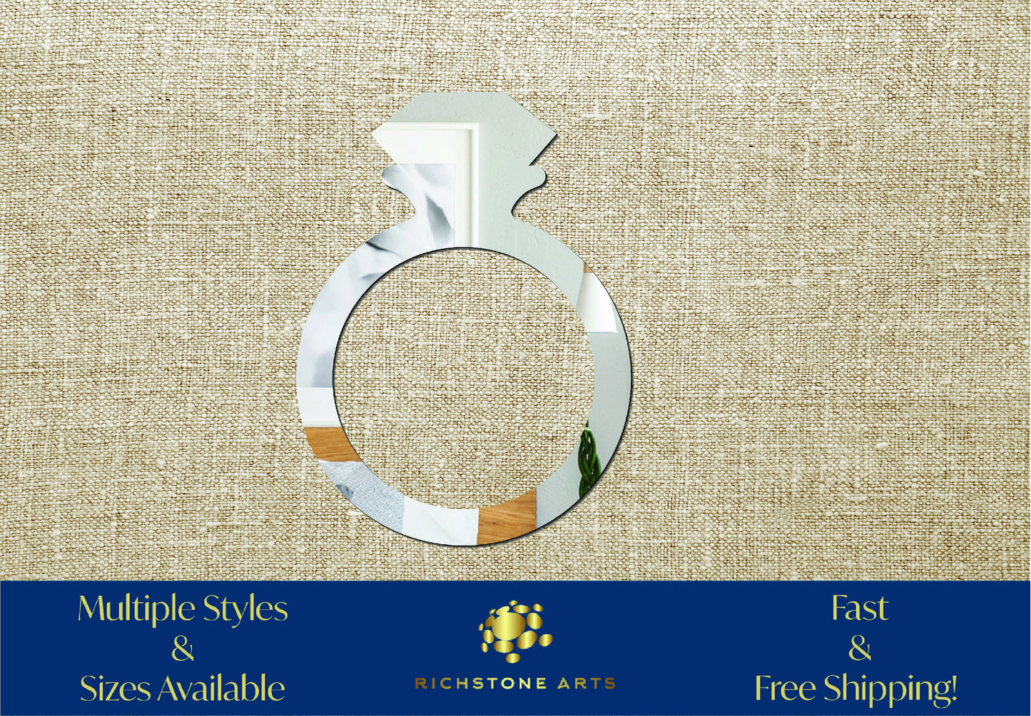 Decorative Diamond Ring Shaped Acrylic Mirror | Many Shapes Available