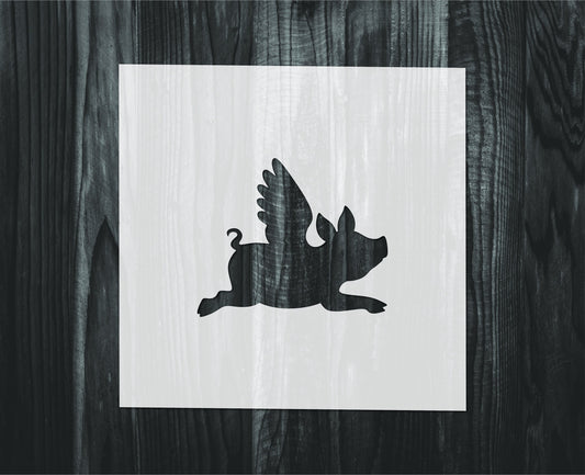 Flying Pig Stencil, Mylar reusable stencil, Stencil, FAST SHIPPING