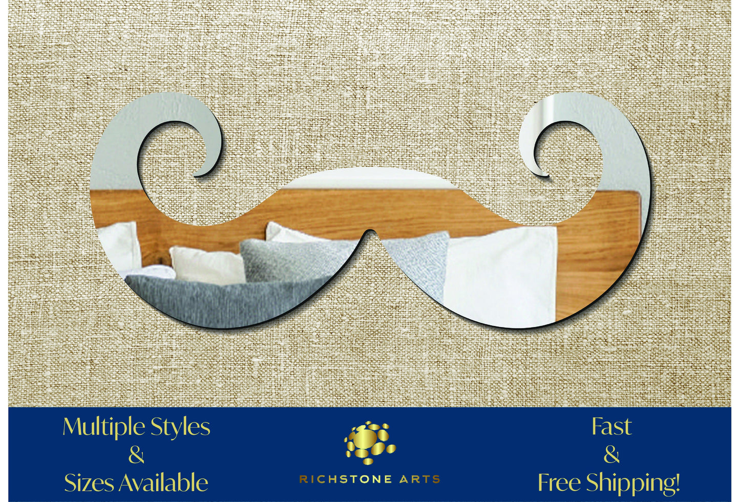 Decorative Handlebar Mustache Shaped Acrylic Mirror | Many Shapes Available