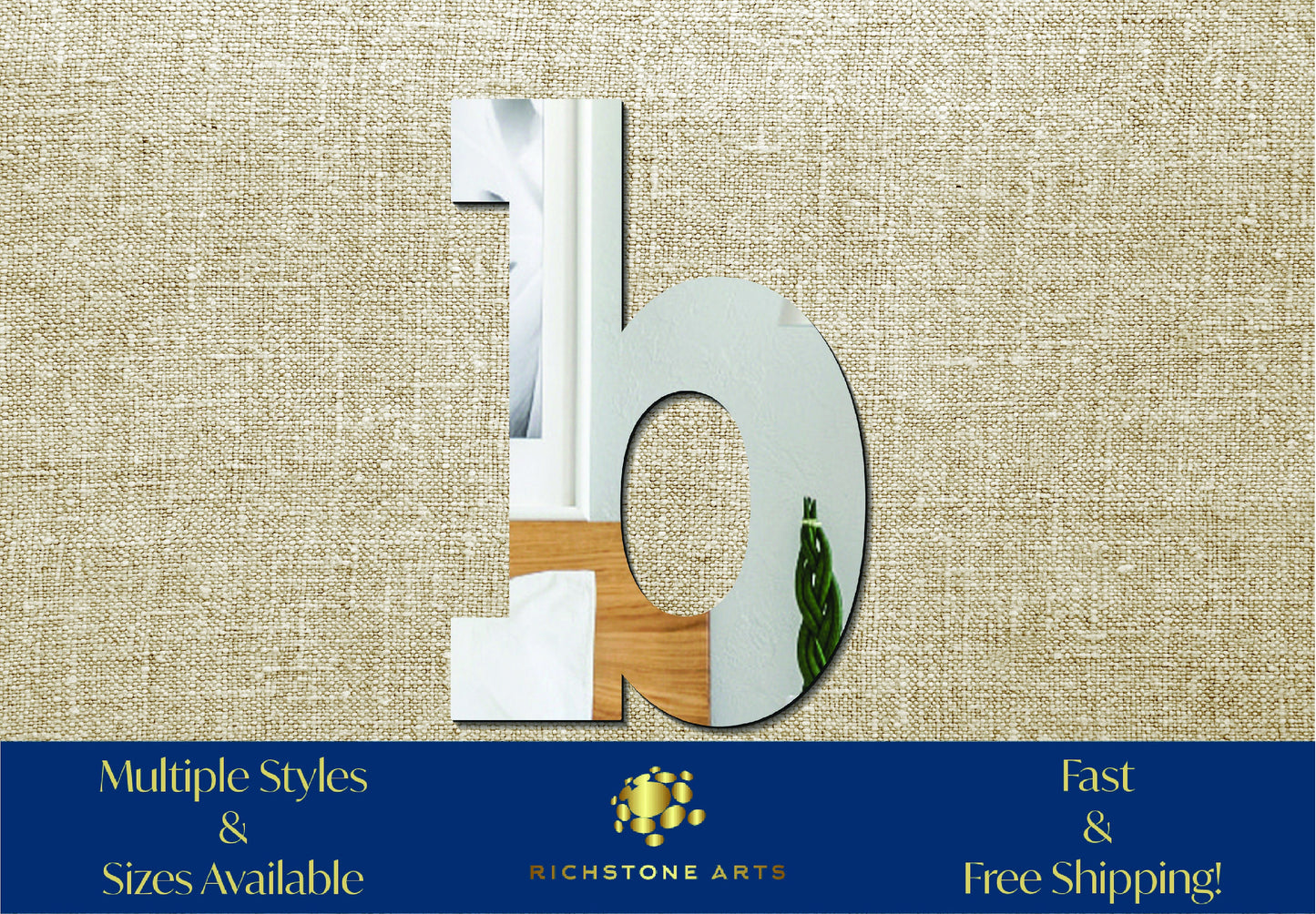 Decorative Lowercase b Shaped Acrylic Mirror | Many Shapes Available