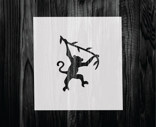 Swinging Monkey Stencil, Mylar reusable stencil, Stencil, FAST SHIPPING