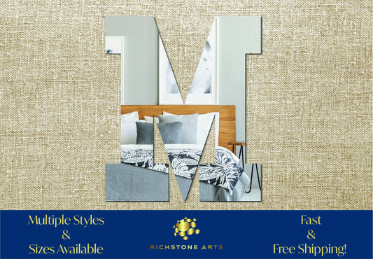 Decorative Letter M Shaped Acrylic Mirror | Many Shapes Available