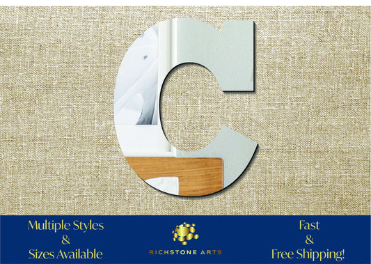 Decorative Lowercase c Shaped Acrylic Mirror | Many Shapes Available