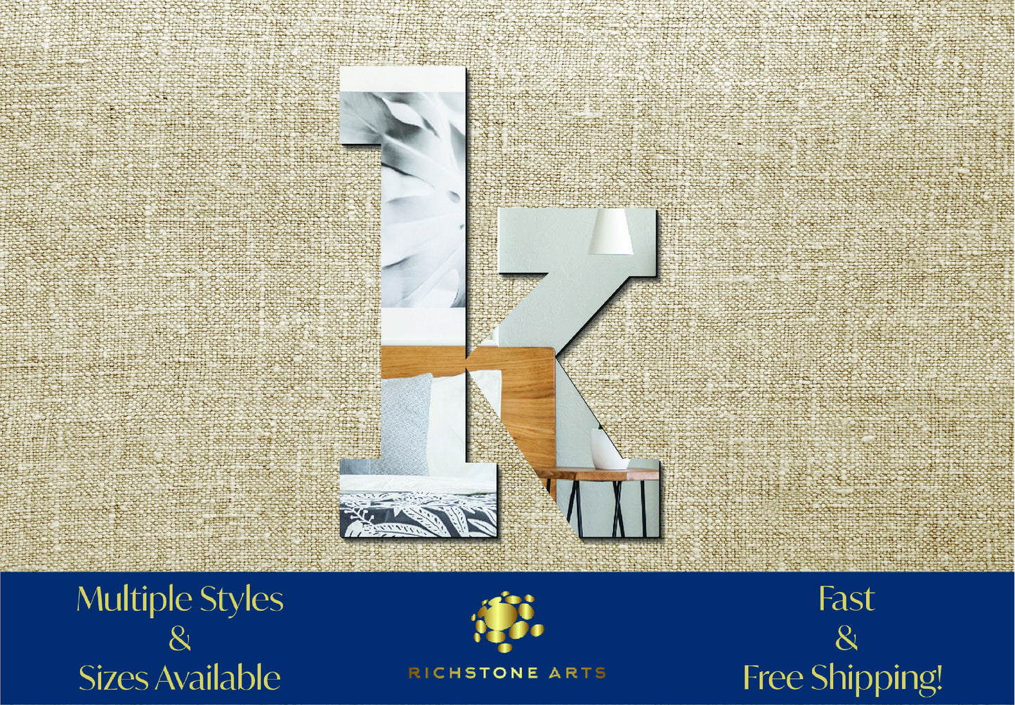 Decorative Lowercase k Shaped Acrylic Mirror | Many Shapes Available