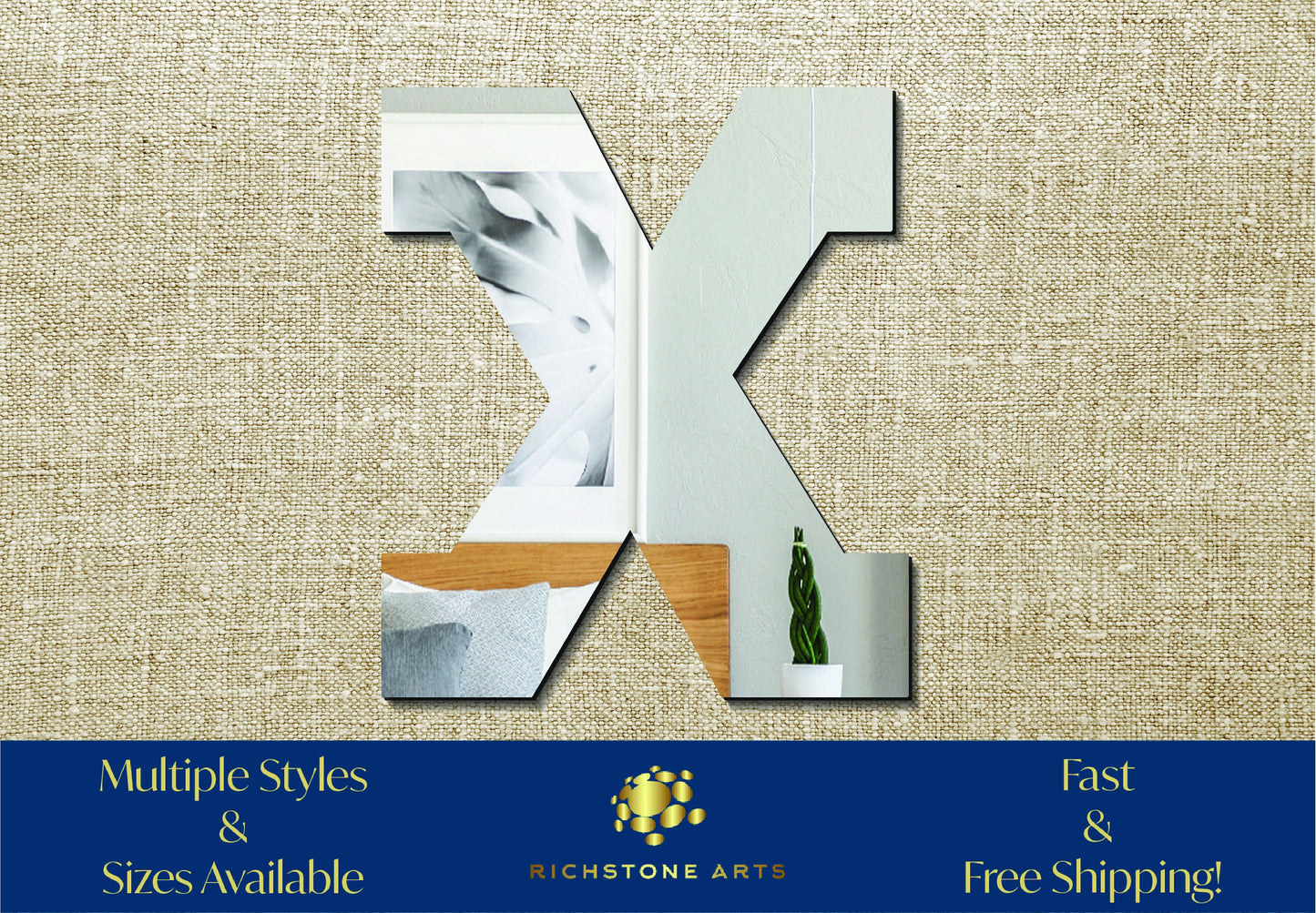 Decorative Lowercase x Shaped Acrylic Mirror | Many Shapes Available