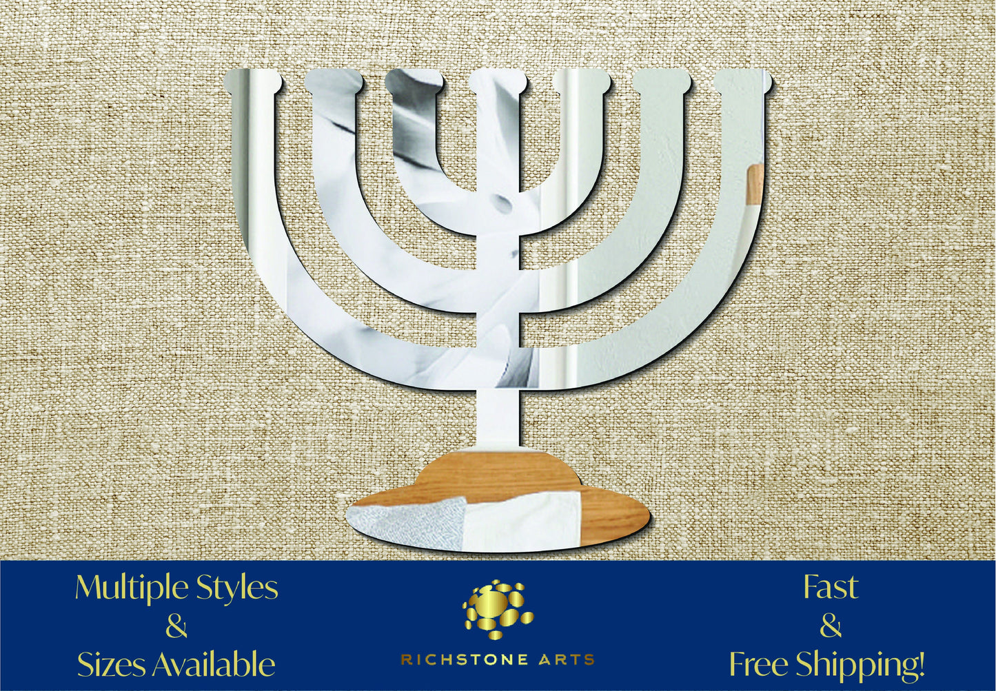 Decorative Menorah Shaped Acrylic Mirror | Many Shapes Available