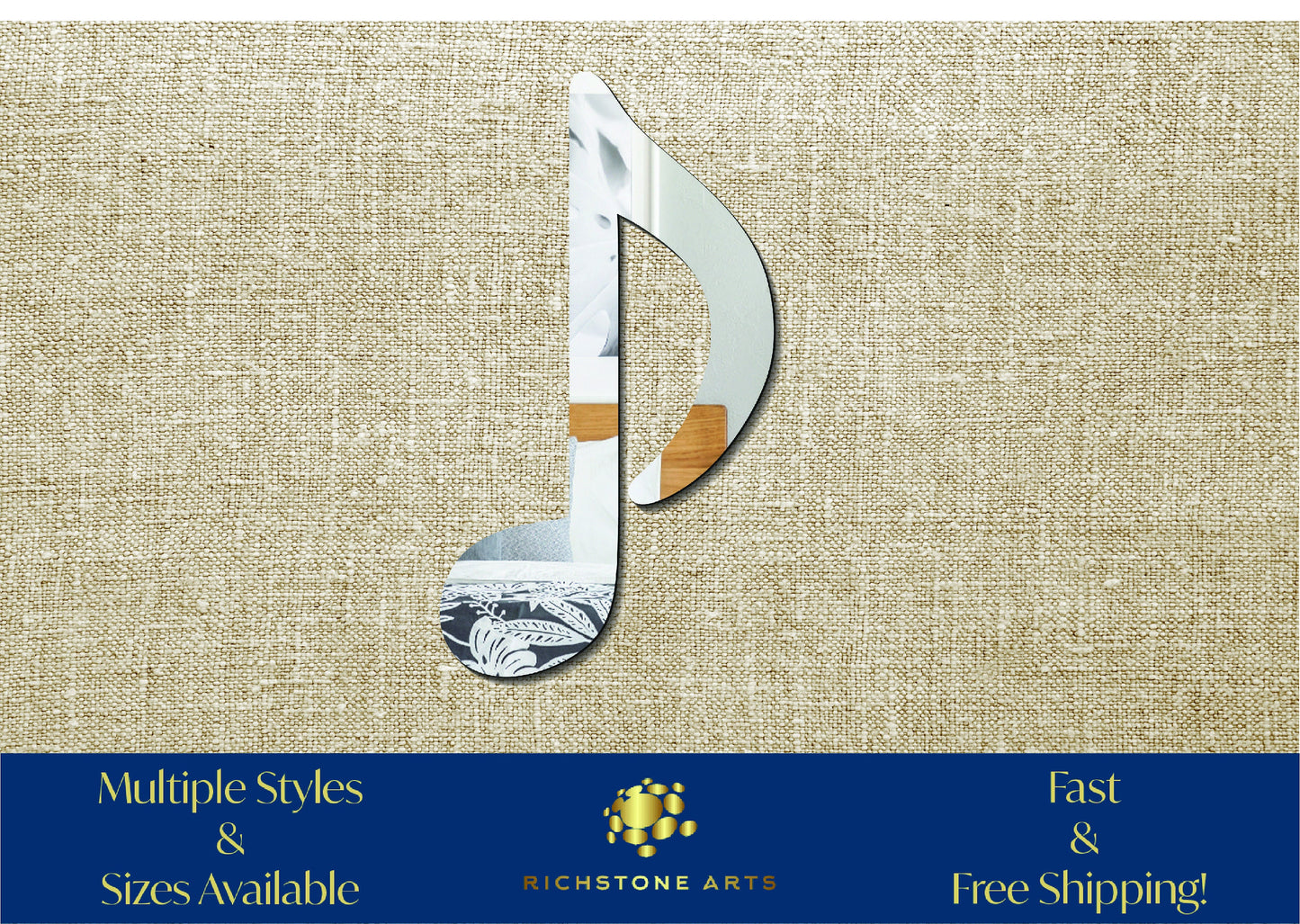 Decorative Music Note Shaped Acrylic Mirror | Many Shapes Available