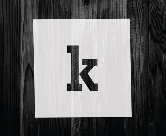 Lowercase k Stencil, Mylar reusable stencil, Stencil, FAST SHIPPING