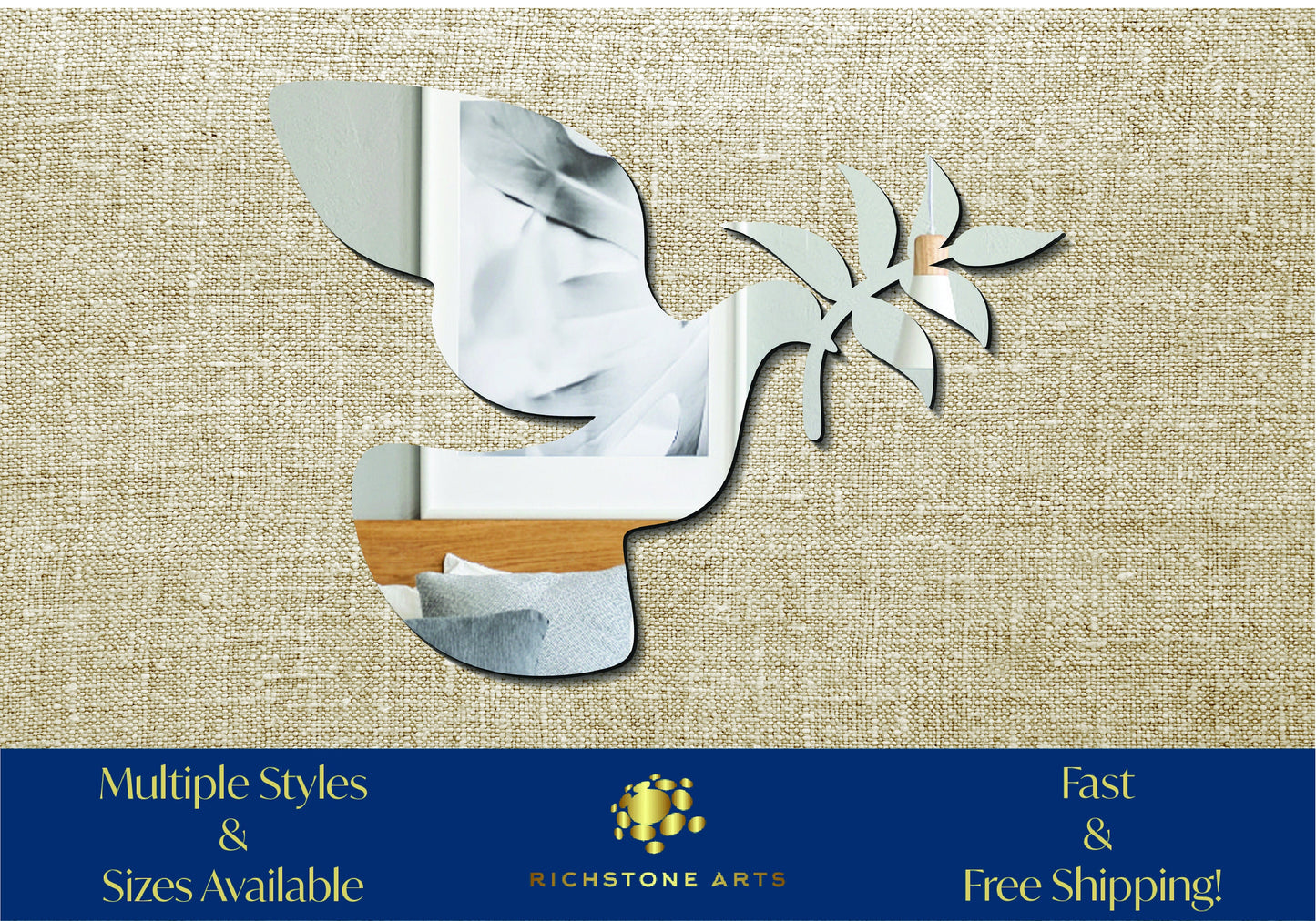 Decorative Peace Doves Shaped Acrylic Mirror | Many Shapes Available