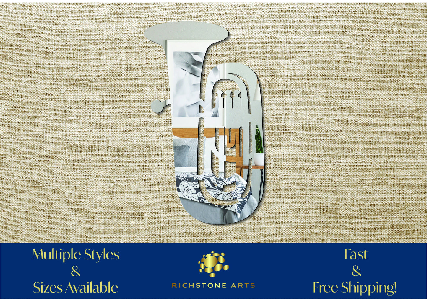 Decorative Tuba Shaped Acrylic Mirror | Many Shapes Available