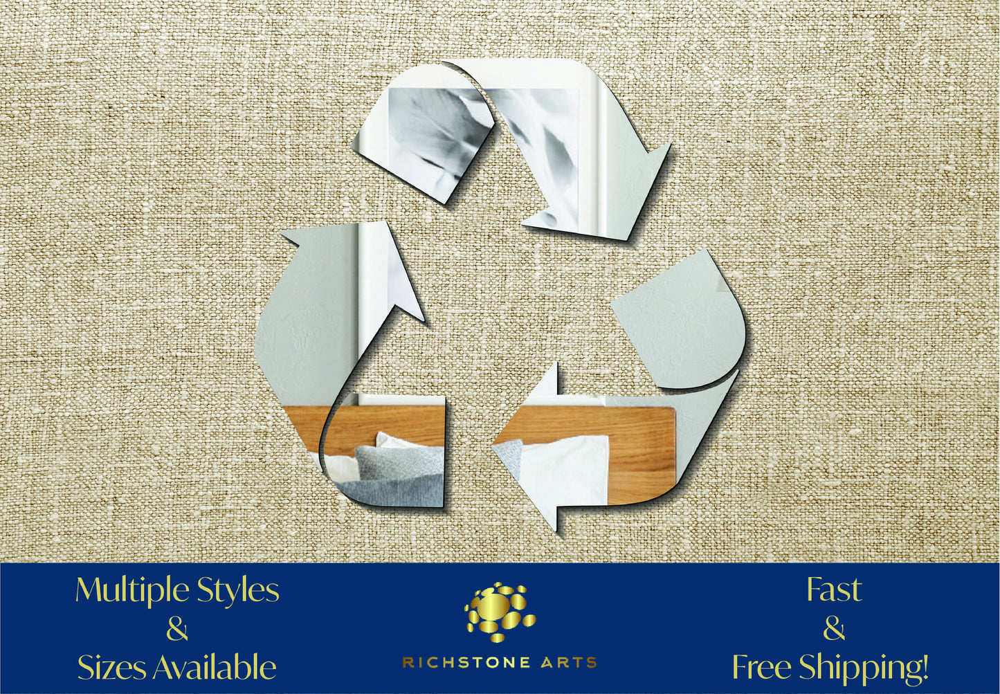 Decoration Recycle Symbol Shaped Acrylic Mirror | Many Shapes Available